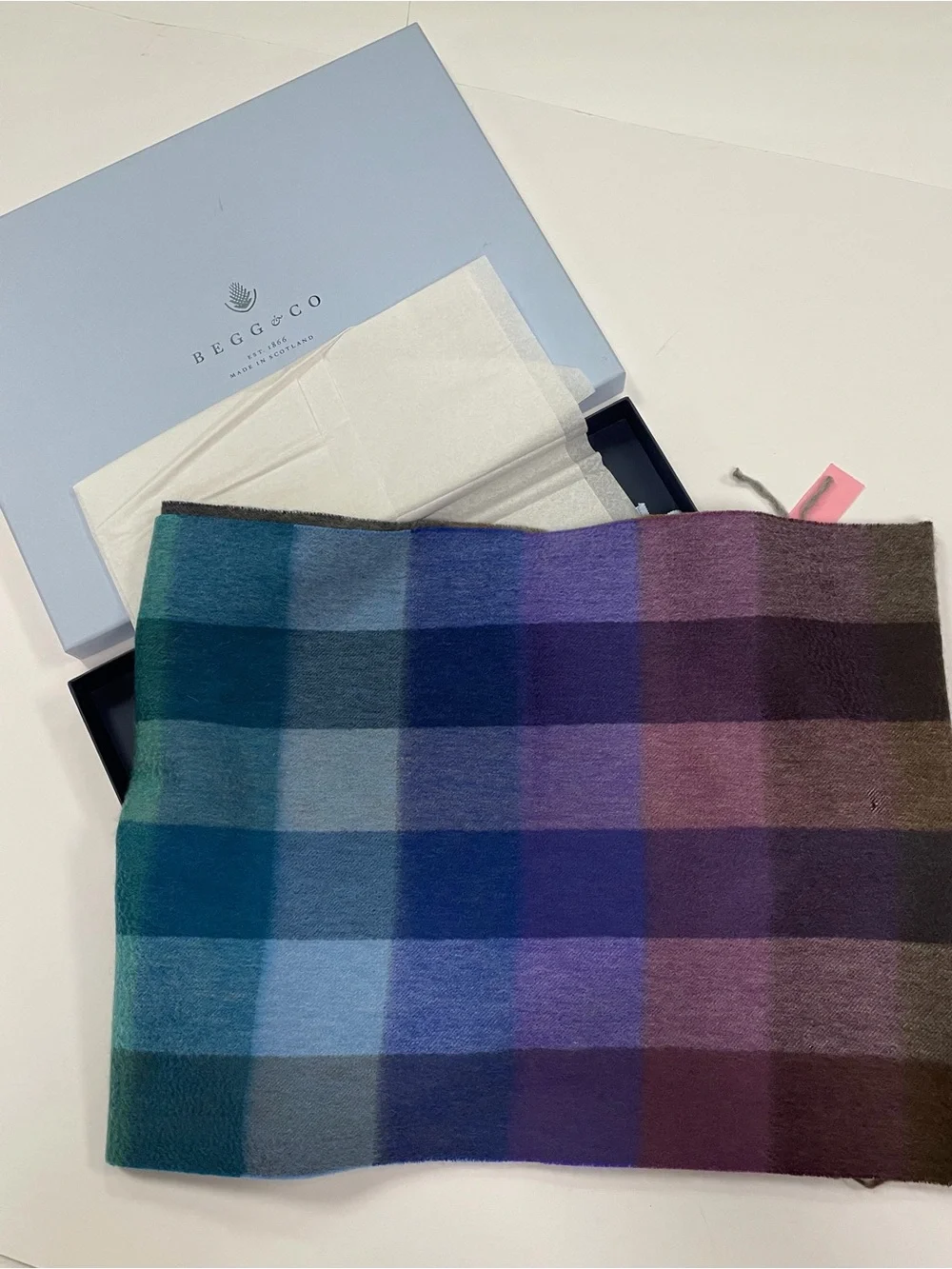 Begg & Co. Multicolor Plaid Cashmere Scarf